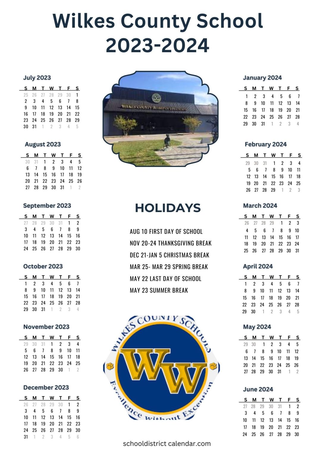 Wilkes County Schools Calendar Holidays 2023 2024