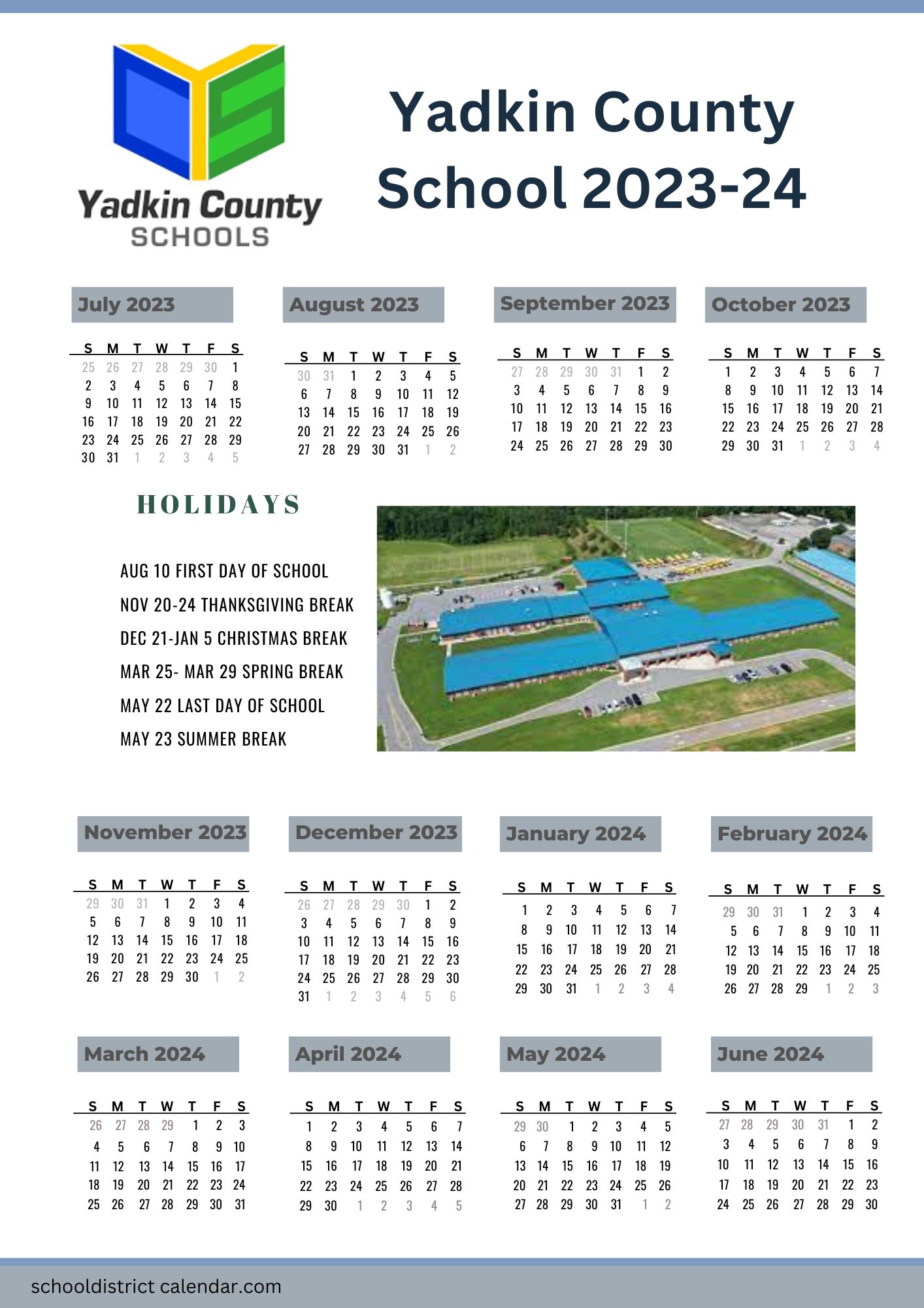 Yadkin County Schools Calendar Holidays 20232024