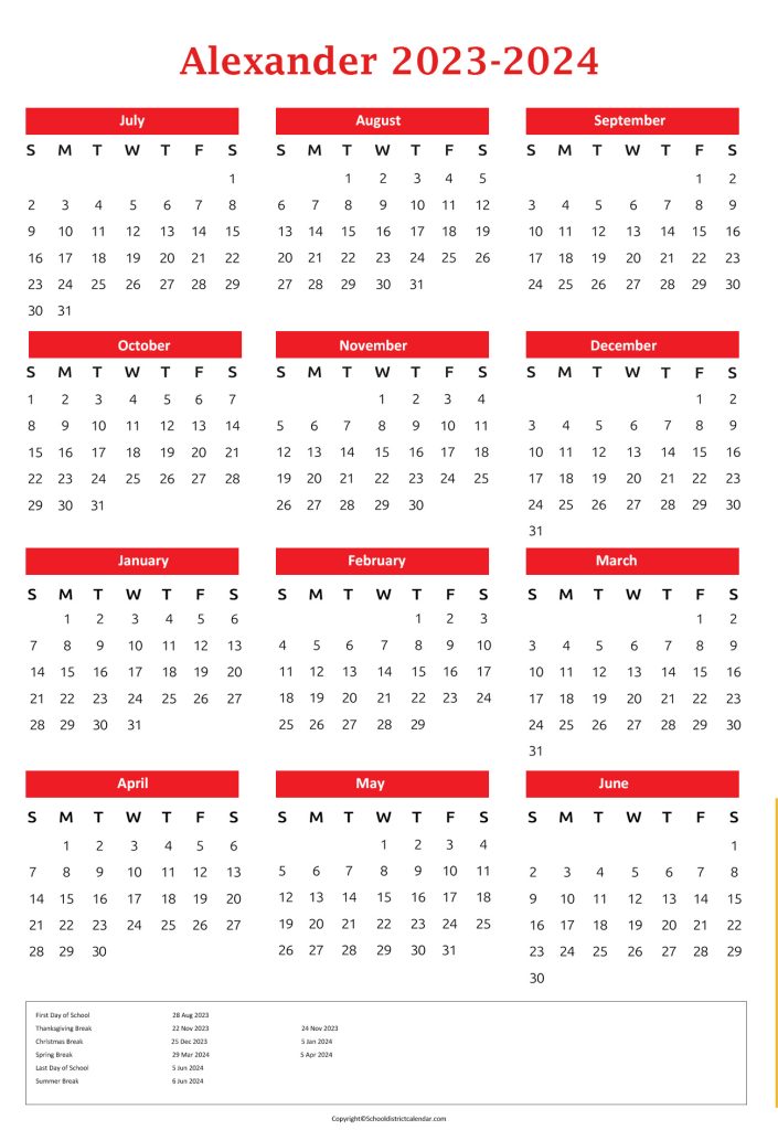 alexander city schools calendar