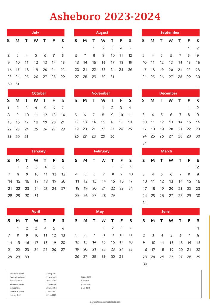 Asheboro City Schools Calendar Holidays 20232024