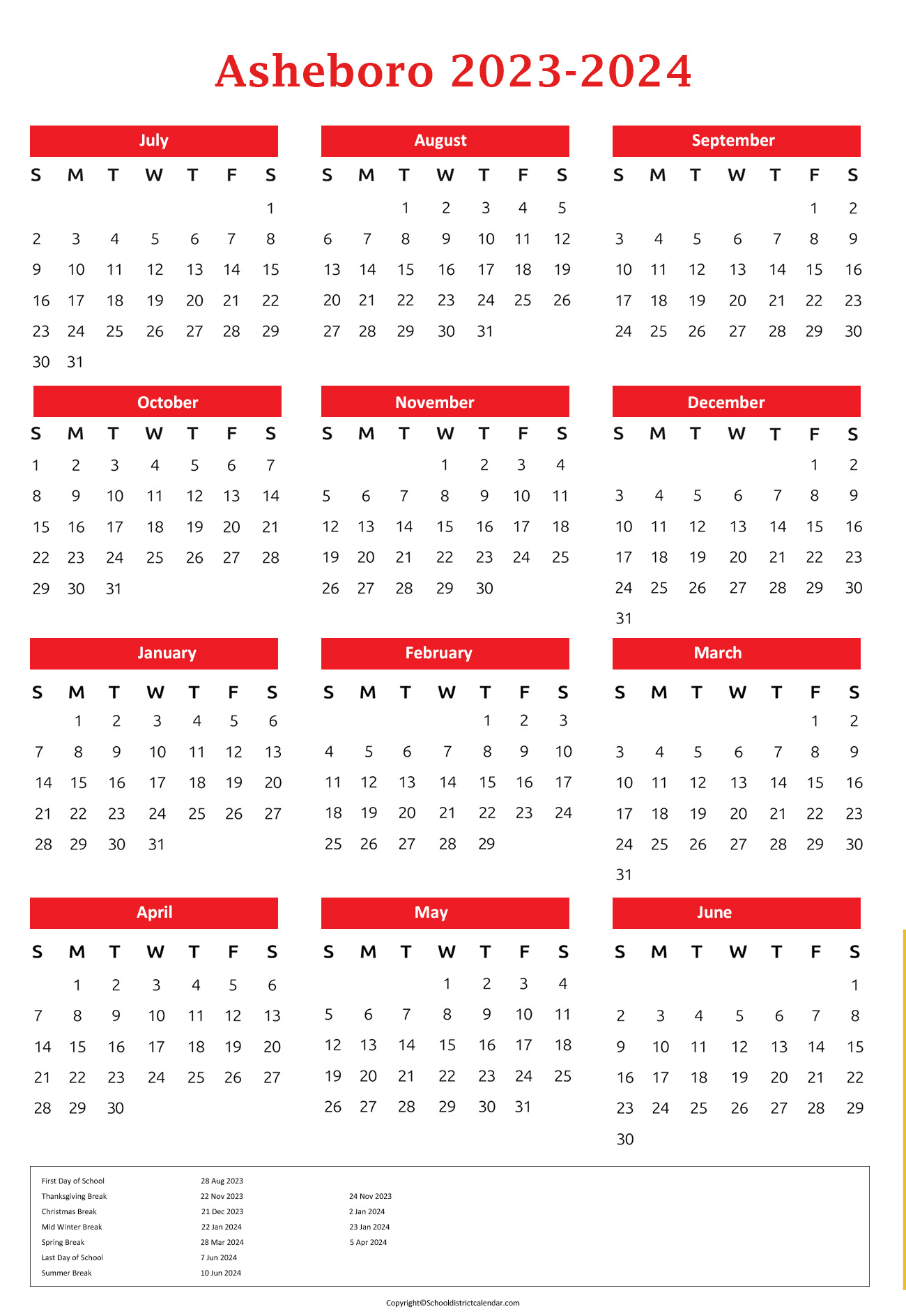 Asheboro City Schools Calendar Holidays 20232024