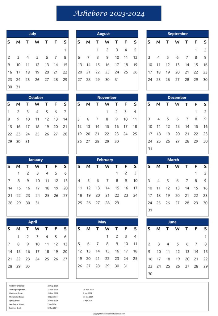 asheboro nc city school calendar