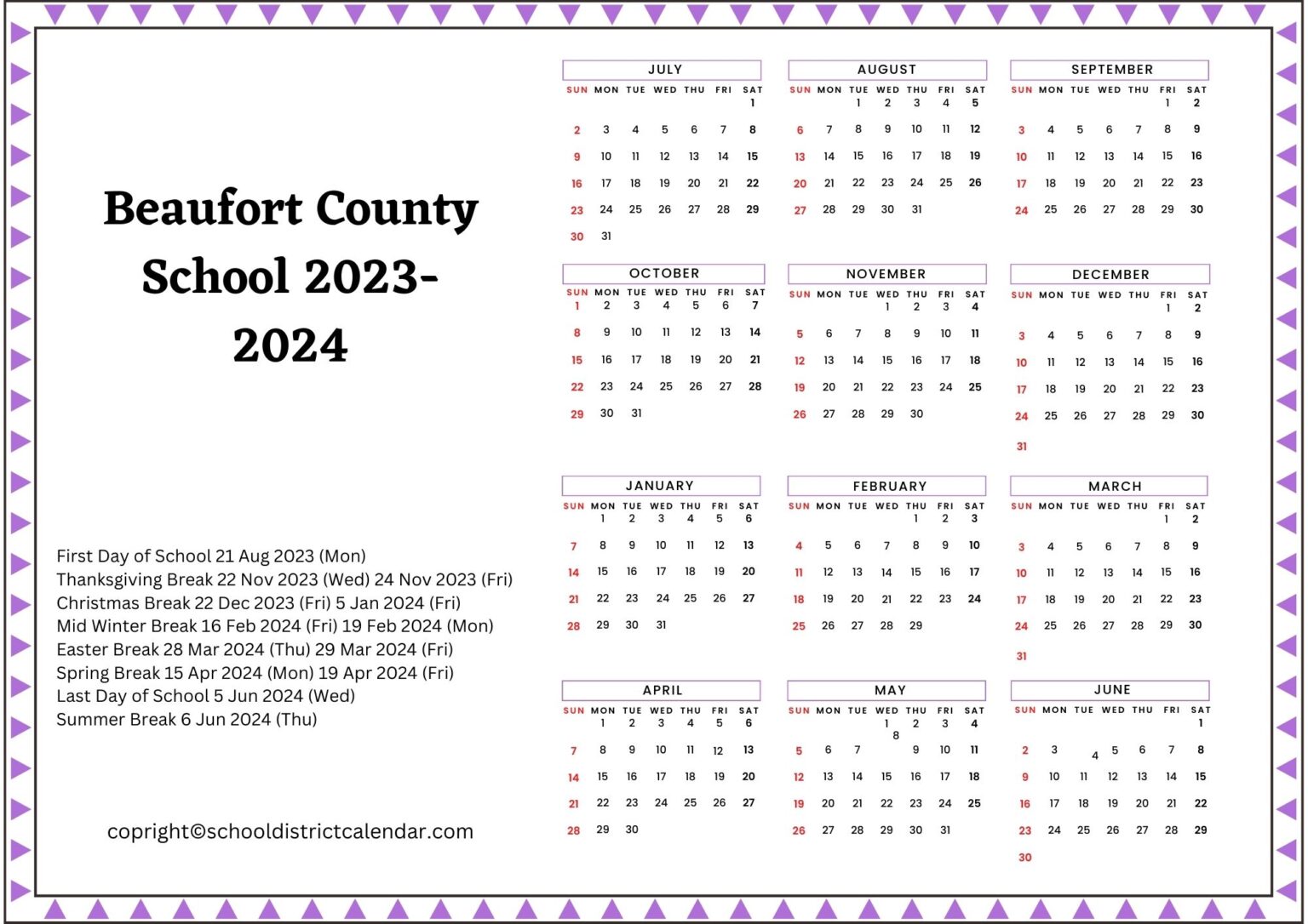 Beaufort County School Calendar Holidays 20232024