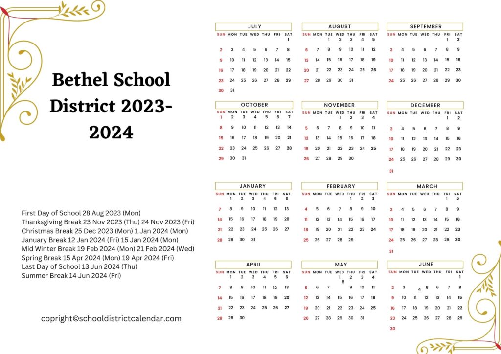 bethel school district calendar