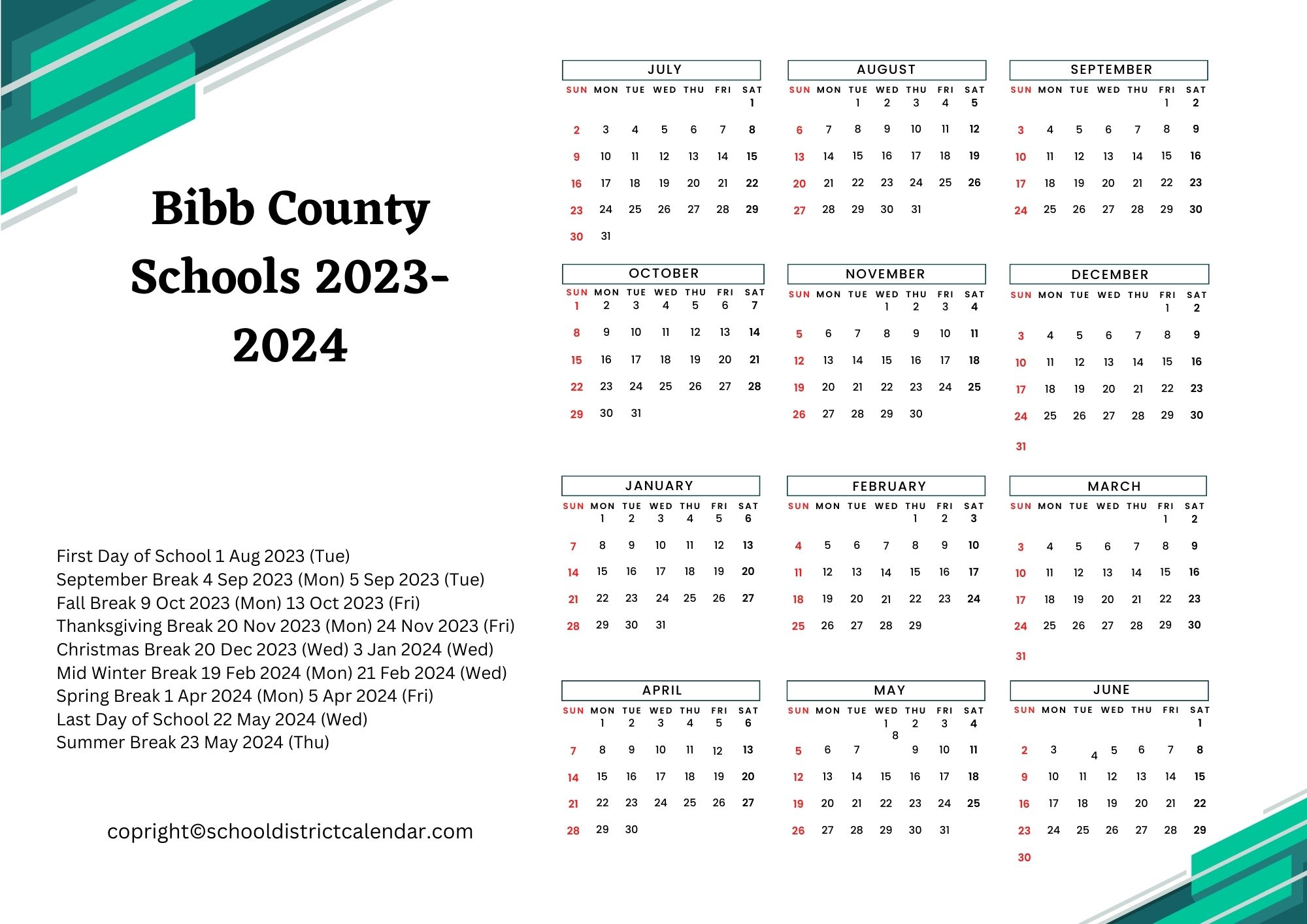 Bibb County Schools Calendar Holidays 20232024