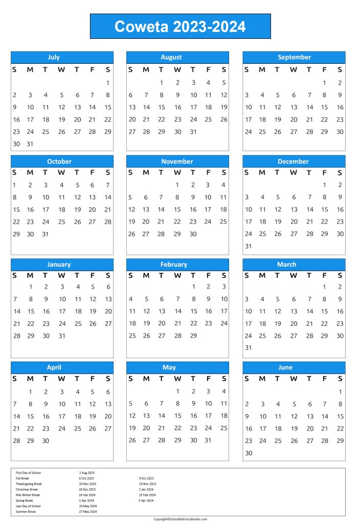 Coweta County Schools Calendar Holidays 20232024