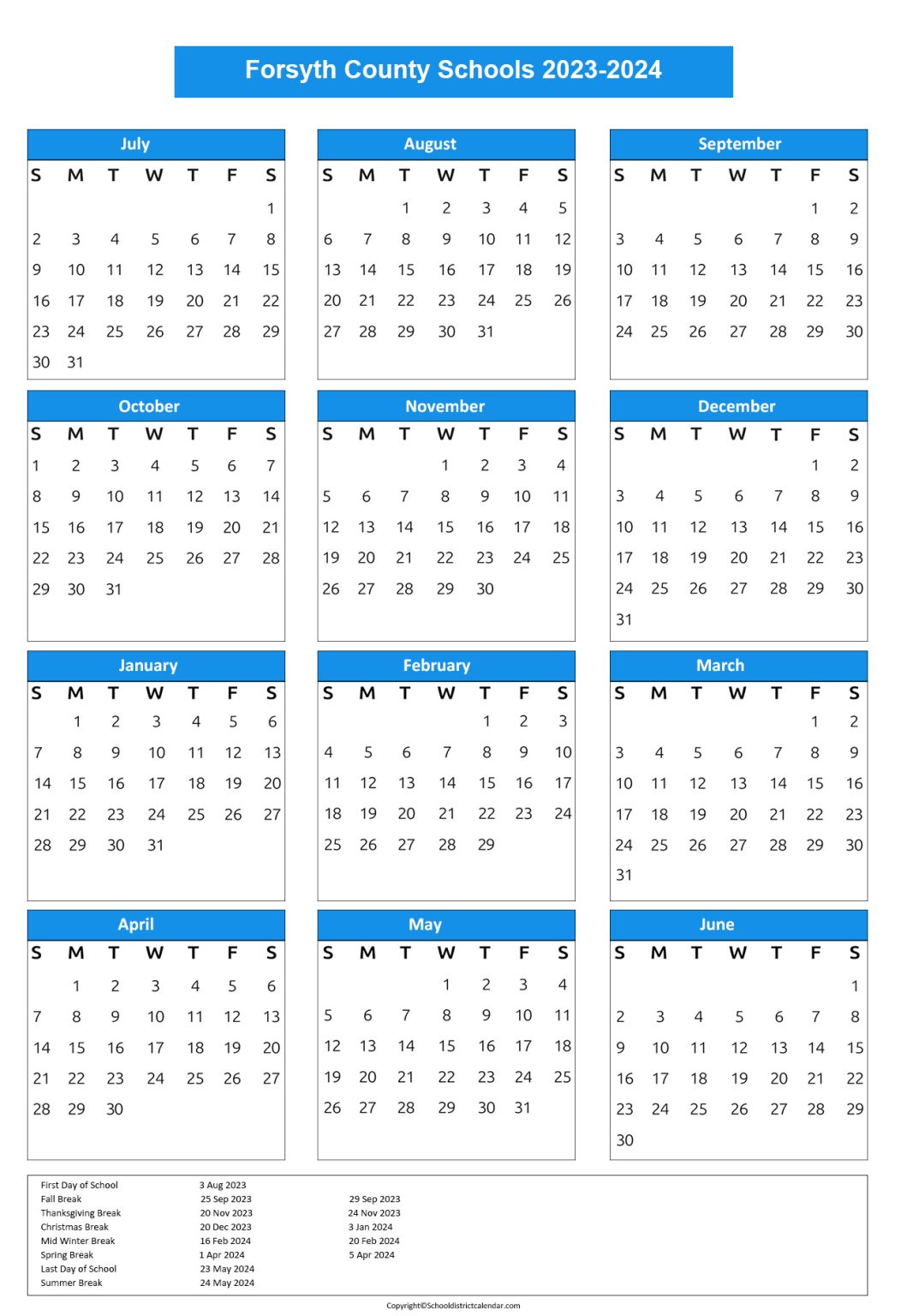 Forsyth County Schools Calendar Holidays 20232024