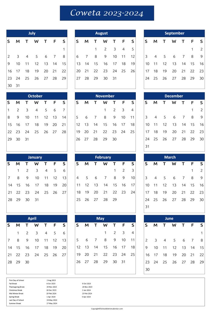 coweta county ga schools calendar