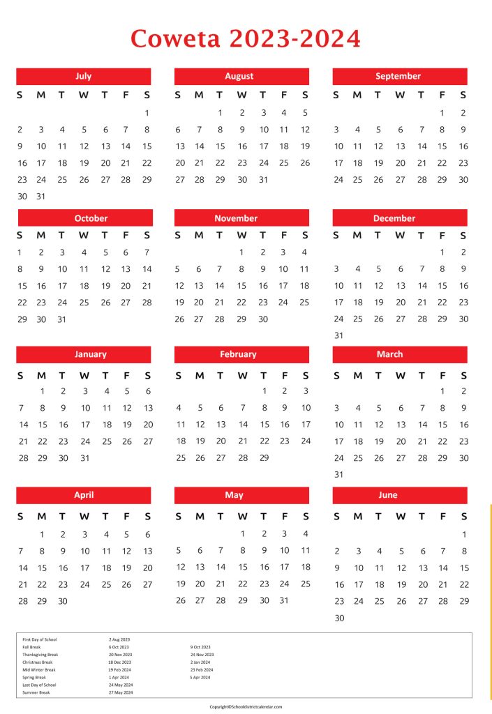 Coweta County Schools Calendar Holidays 2023 2024