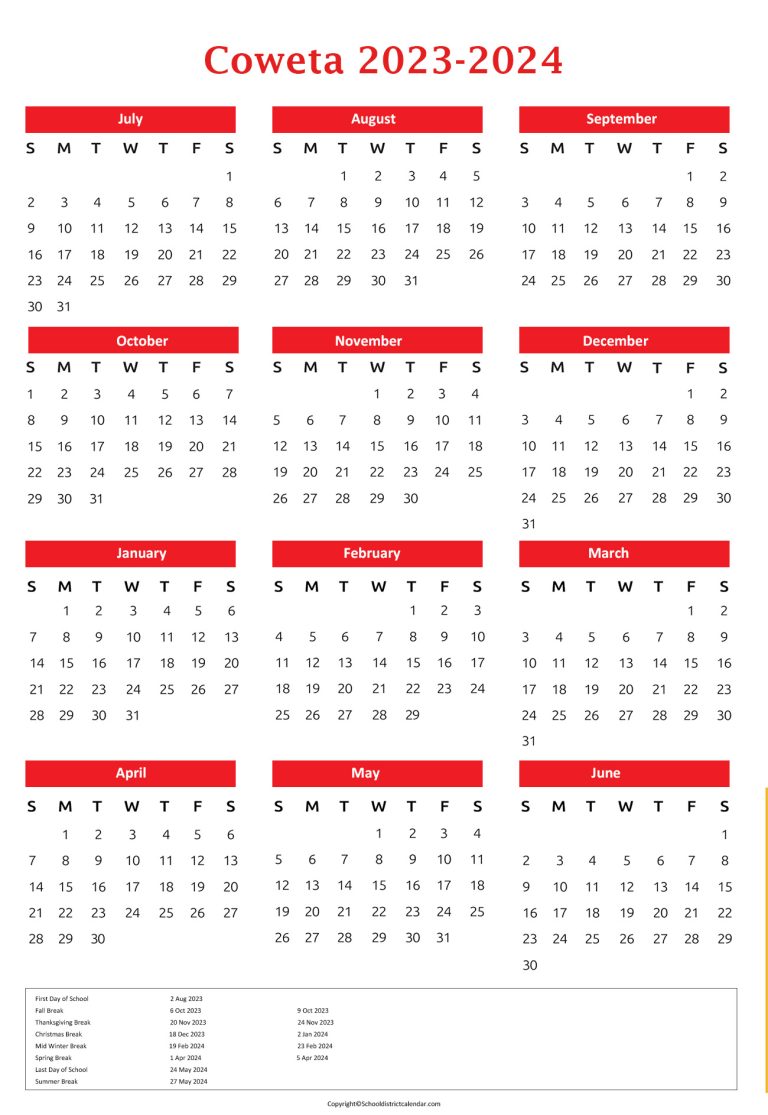 Coweta County Schools Calendar Holidays 20232024