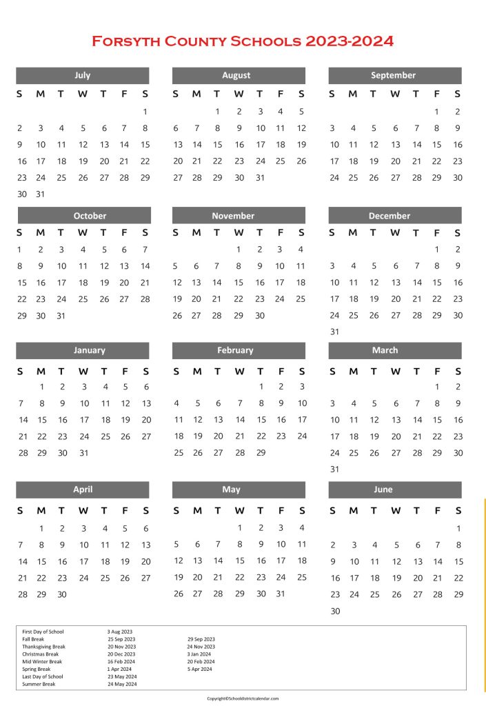 forsyth county school district calendar