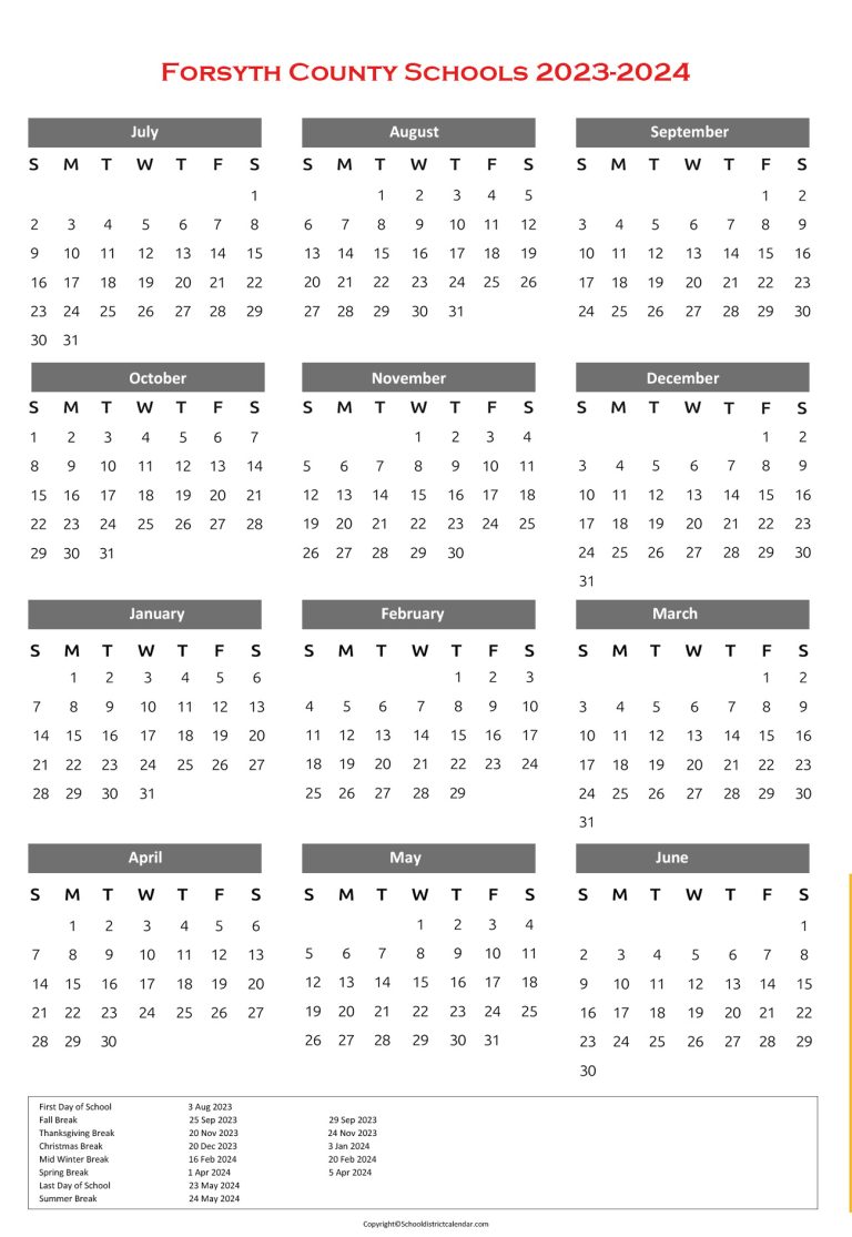 Forsyth County Schools Calendar Holidays 20232024