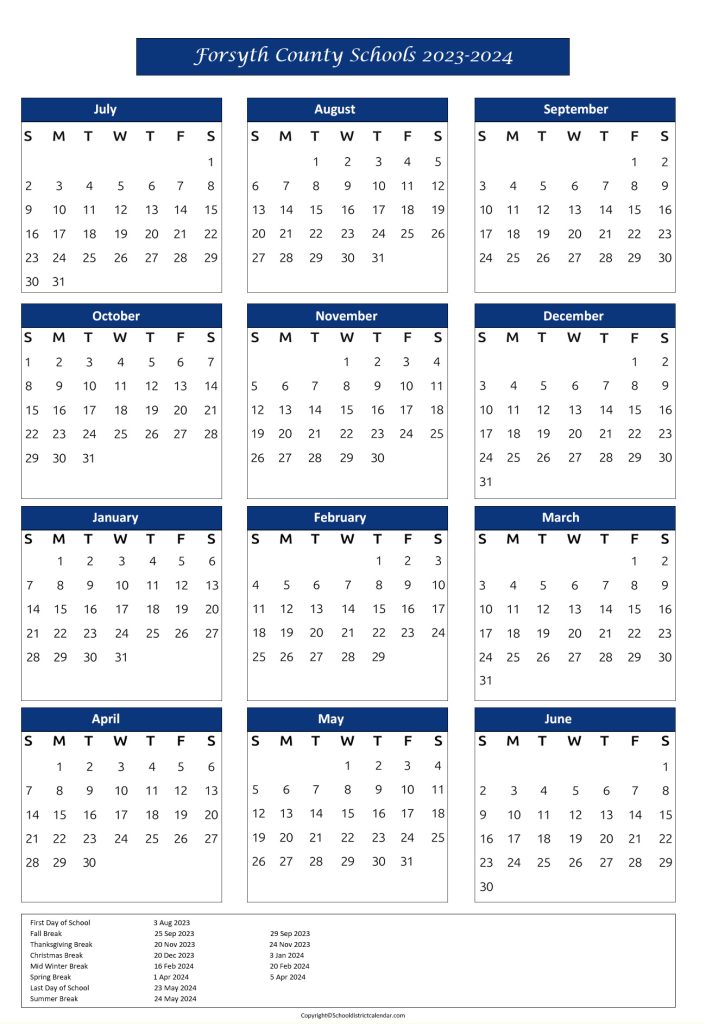 Forsyth County Schools Calendar Holidays 2023-2024