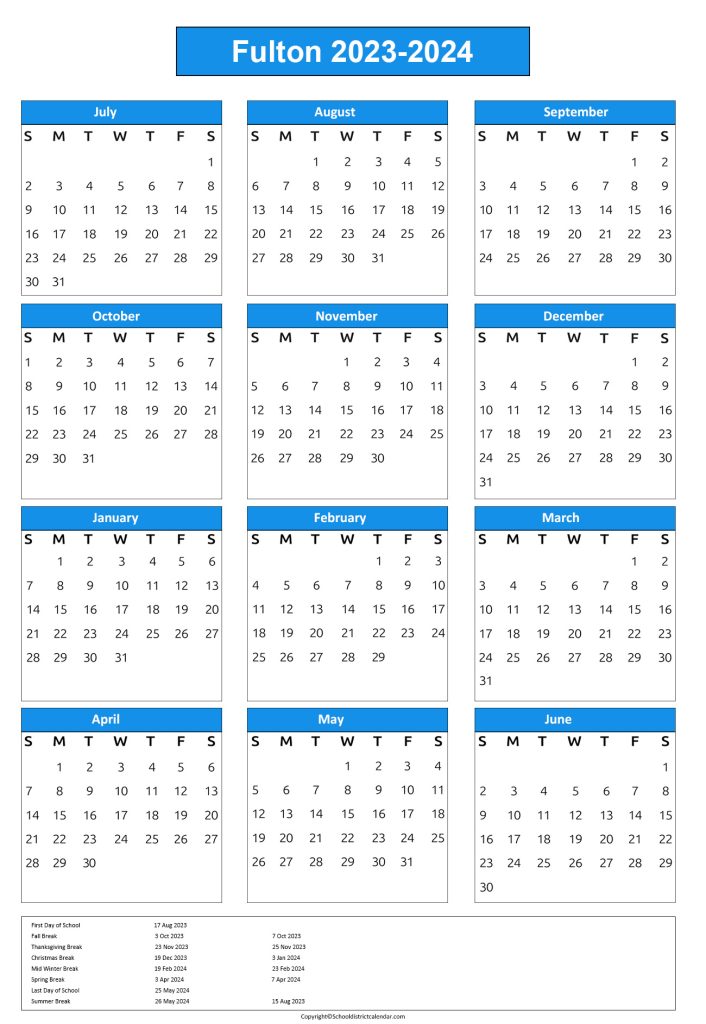 Fulton County Schools Calendar Holidays 20232024