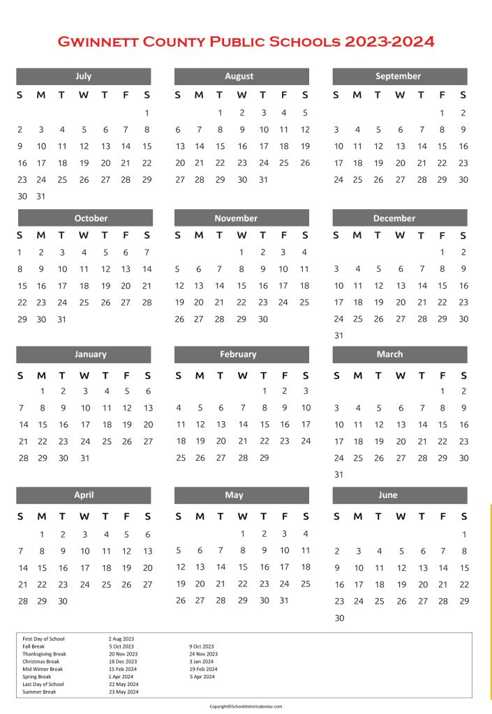 gwinnett county ga public school calendar