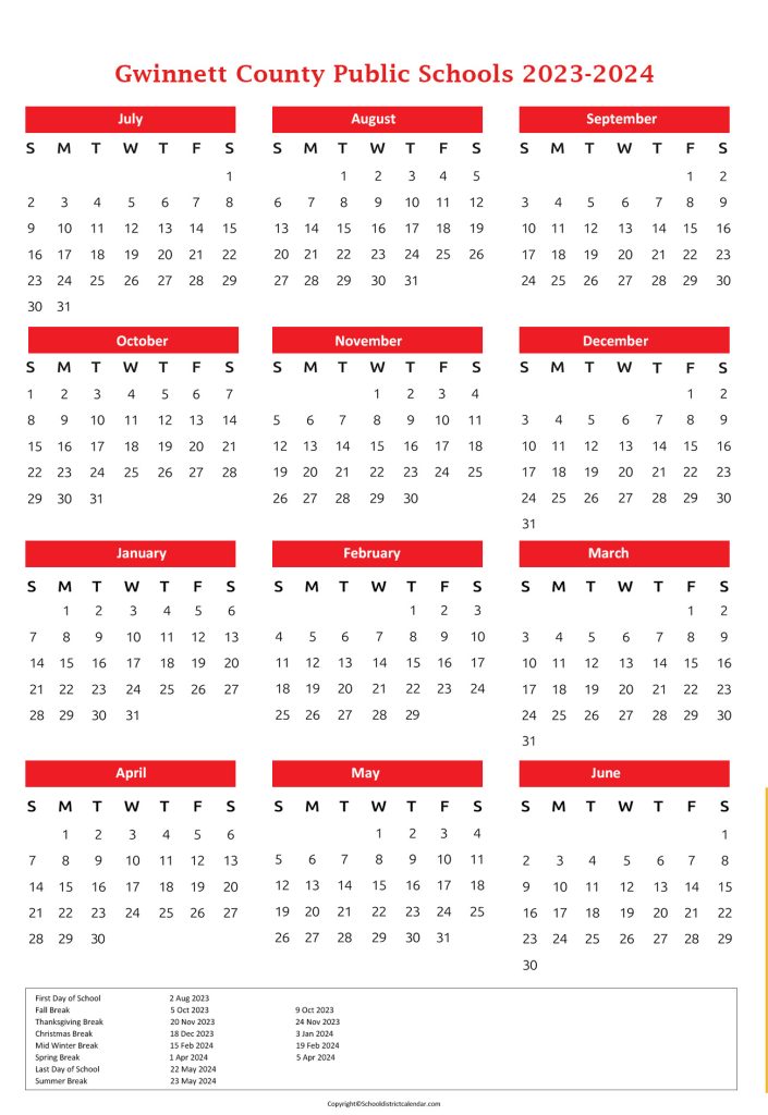 gwinnett schools calendar