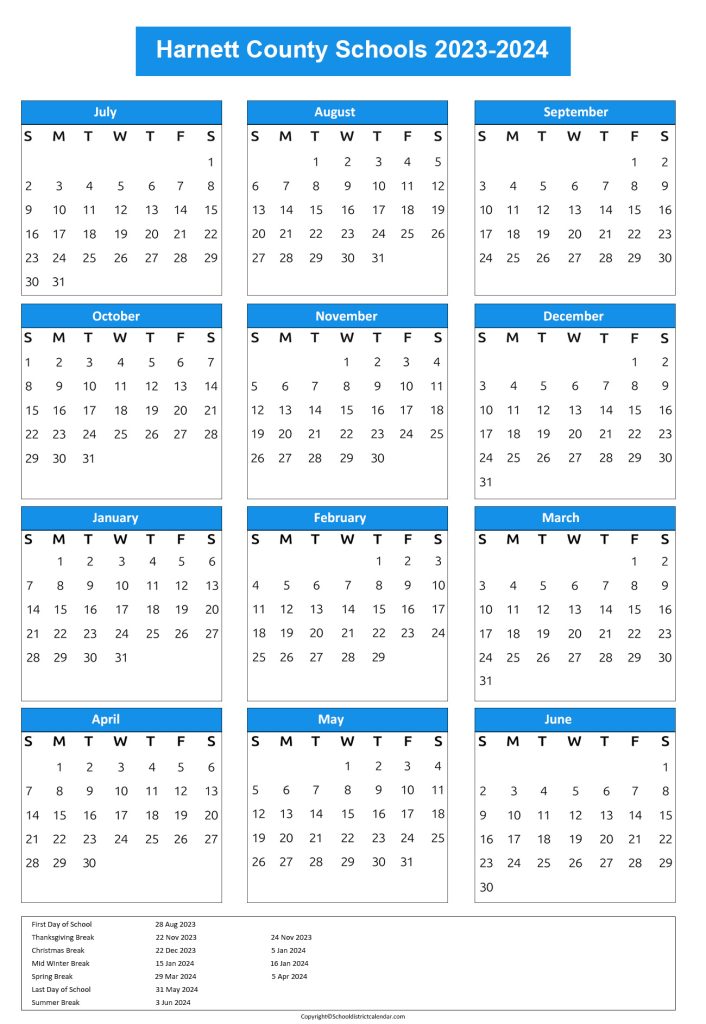 harnett county public schools calendar