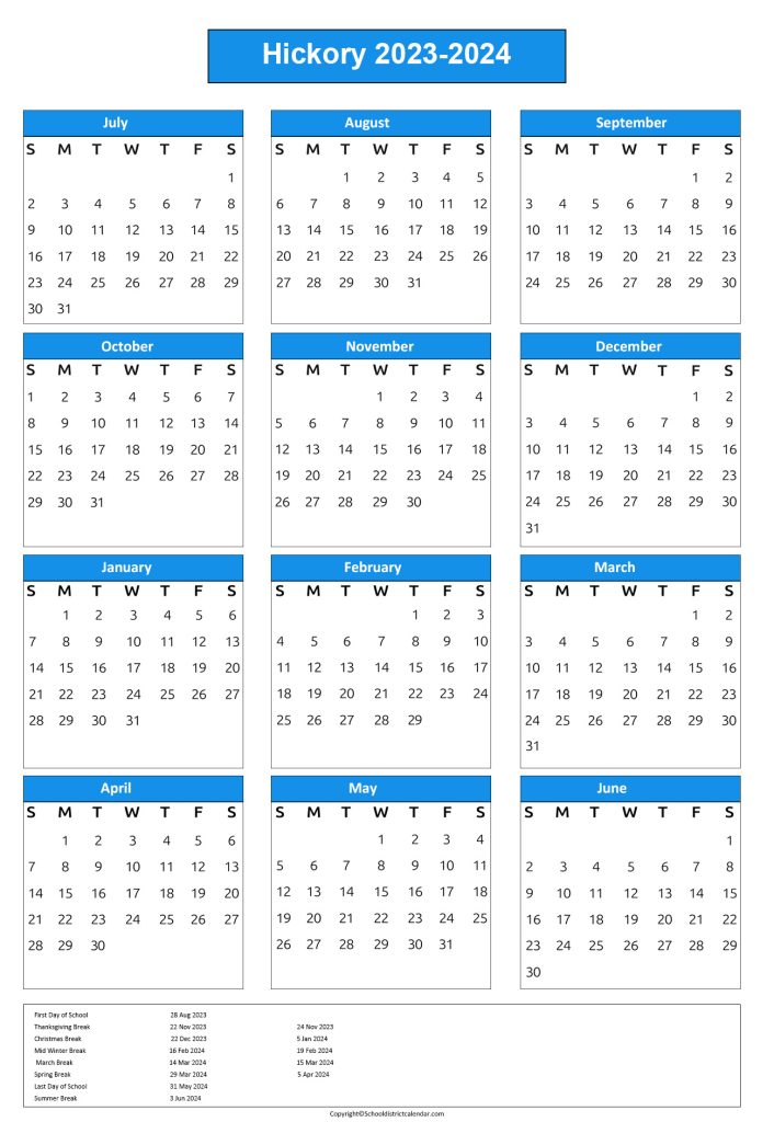 hickory public schools academic calendar