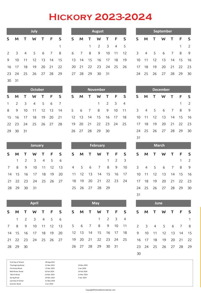 hickory schools calendar