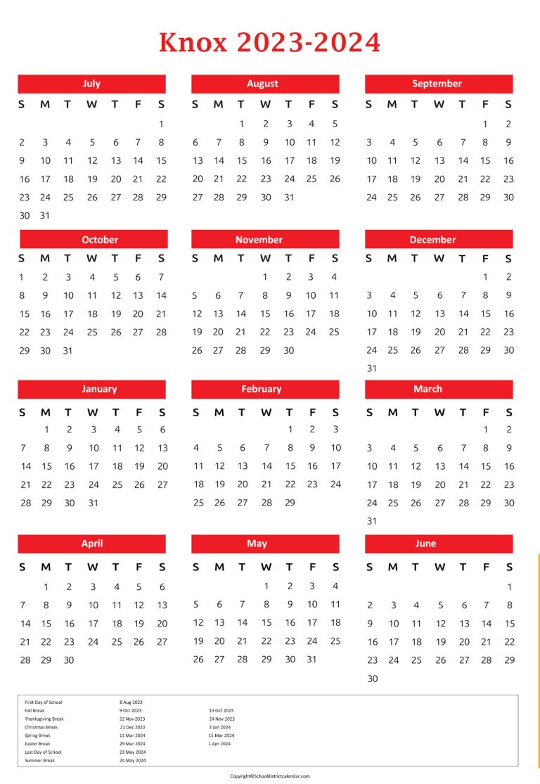 Knox County Schools Calendar Holidays 2023-2024