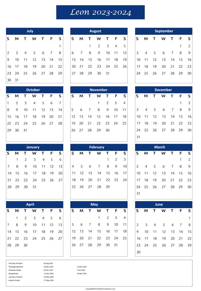 leon county school district calendar