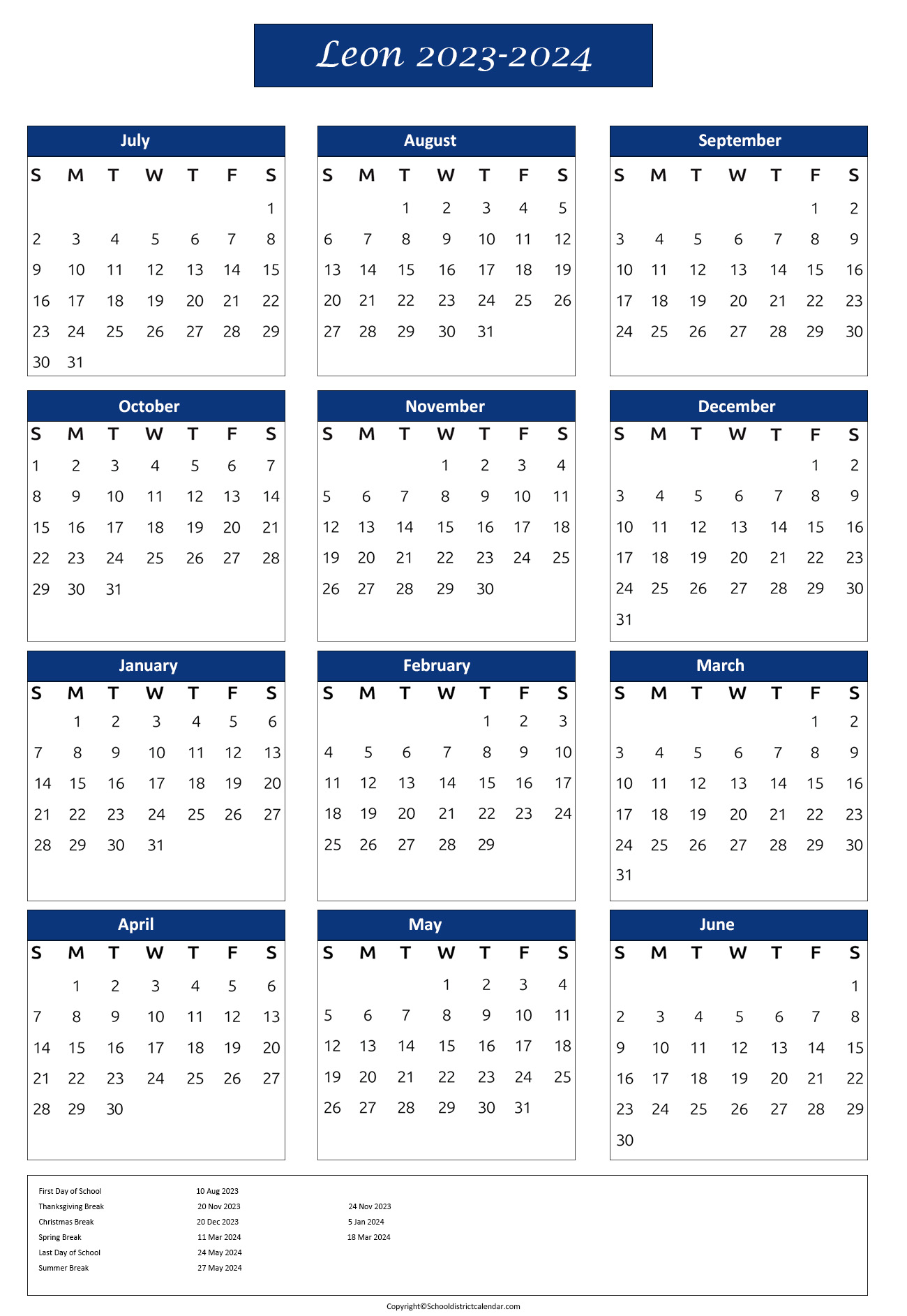 Leon County Schools Calendar Holidays 20232024