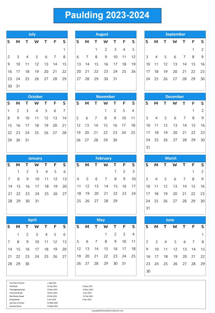paulding county schools calendar