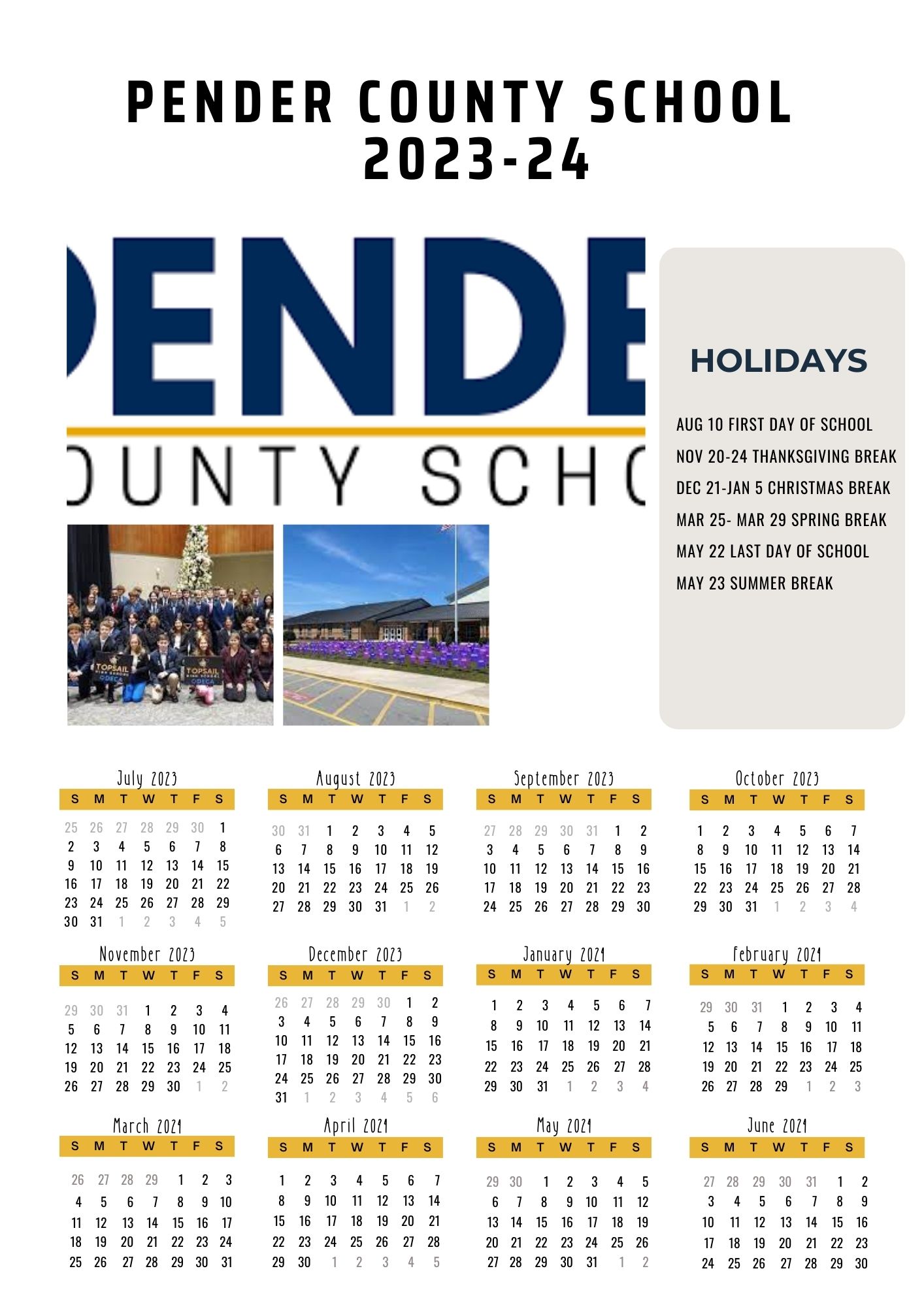 Pender County Schools Calendar Holidays 20232024