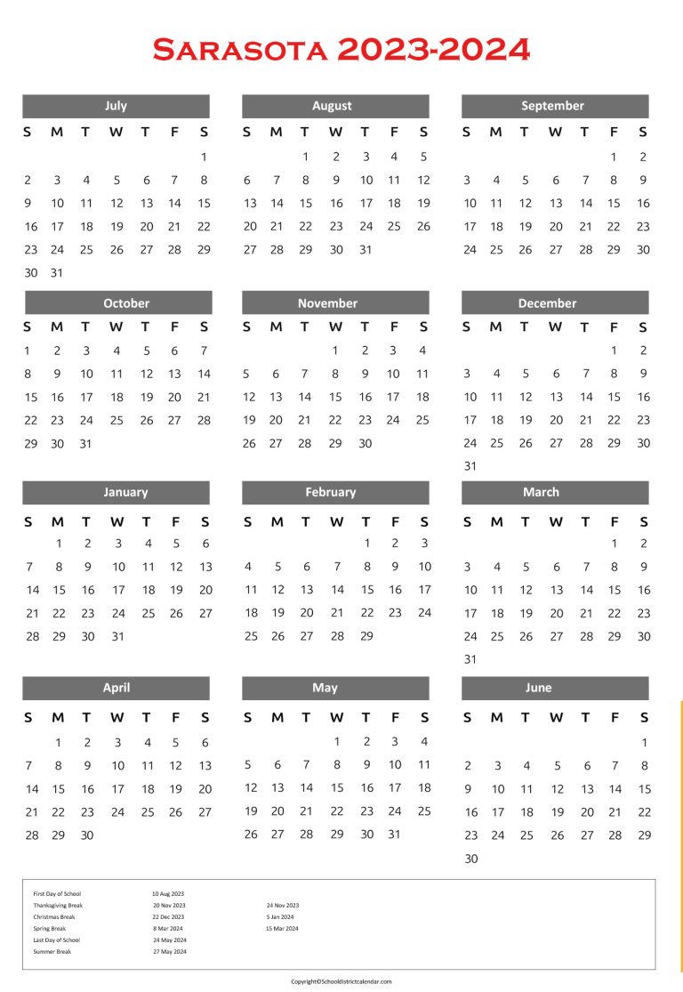 Sarasota County Schools Calendar Holidays 20232024