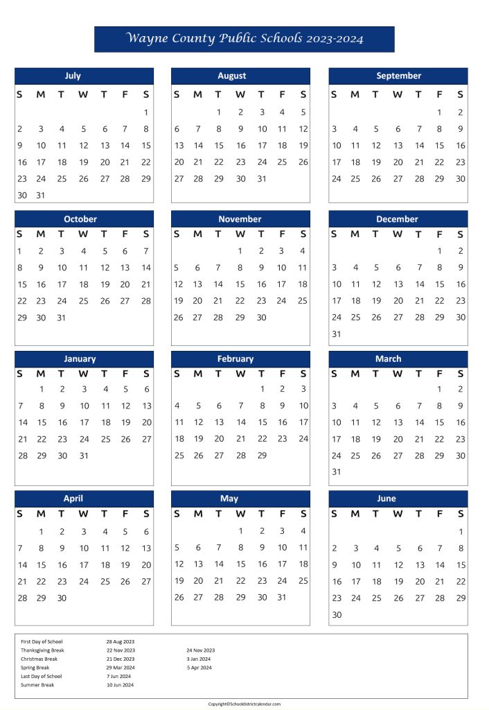 wayne county public schools calendar