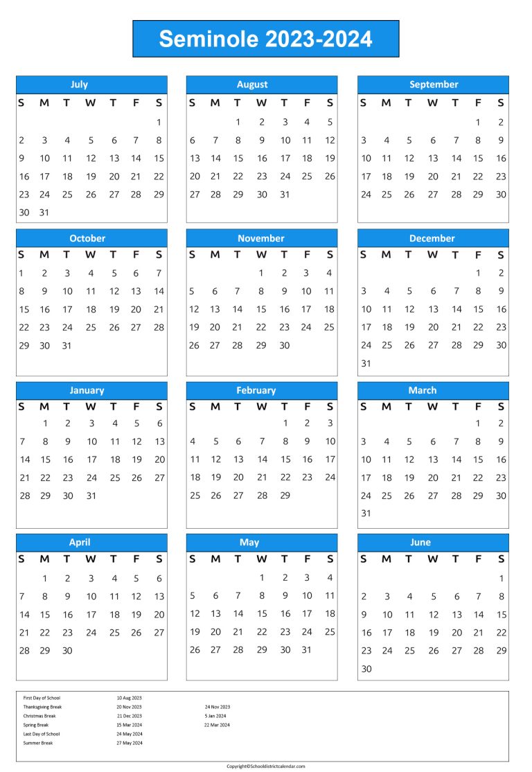 Seminole County Public Schools Calendar Holidays 20232024