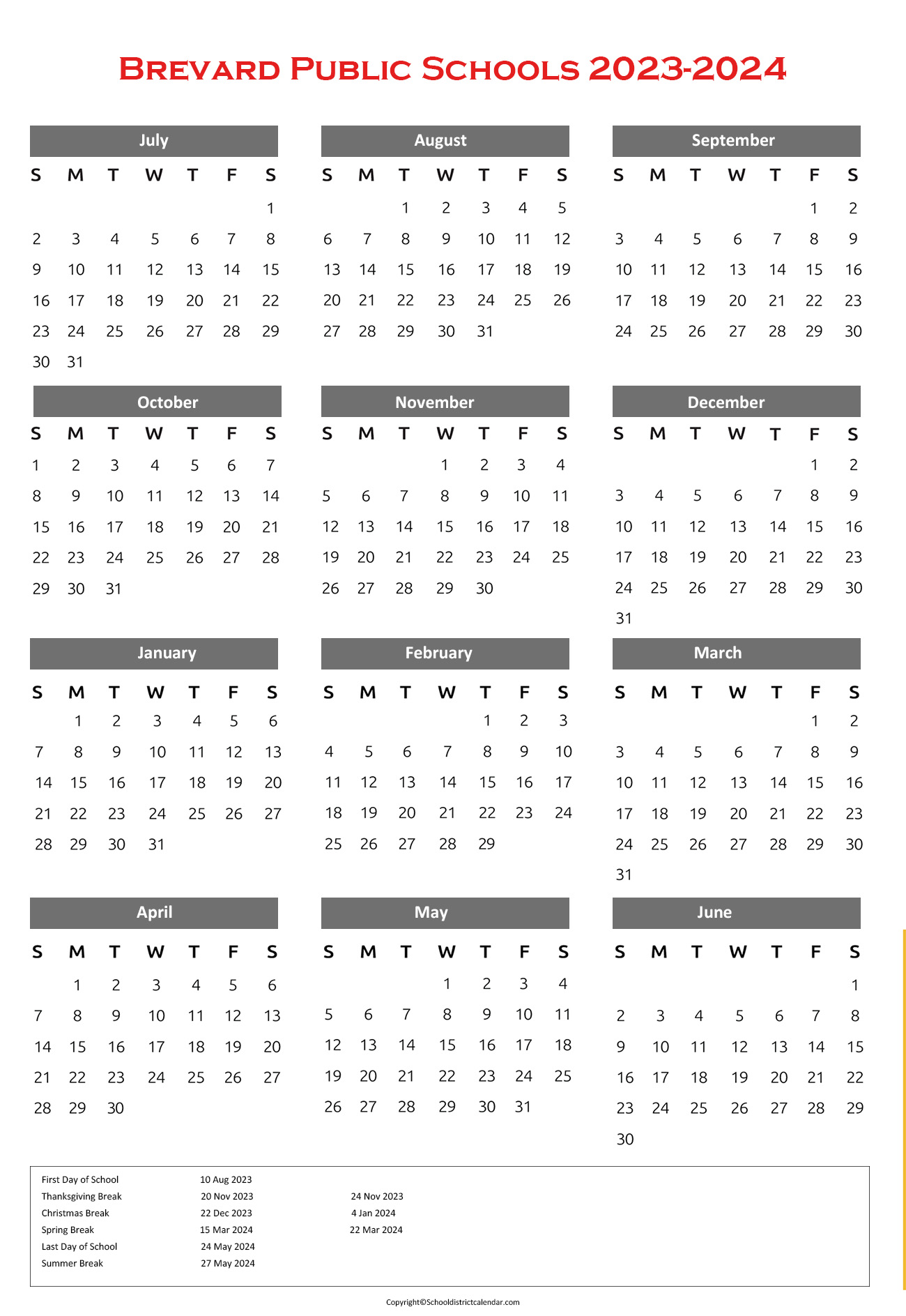 Brevard Public Schools Calendar Holidays 20232024